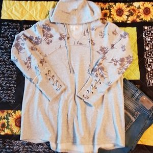 Laced Cuff Hooded Sweatshirt